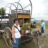 then we strolled around looking at the displays. had to get some pics by the wagon, of course.